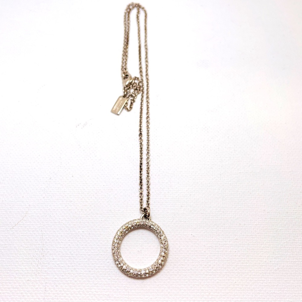 Coach Diamond Rhinestone Crystal Circle Pendant Necklace